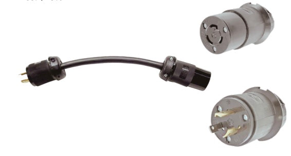 AD2323/2311, L6-20R, 20A, 250V Twist Lock Female to L5-20P, 20A, 125V. Twist Lock Male