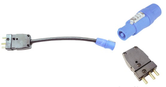 ADPOWERBLUE/20MC, PowerCON Blue type, Locking, Power-in to Stage Pin, Male, 20A.